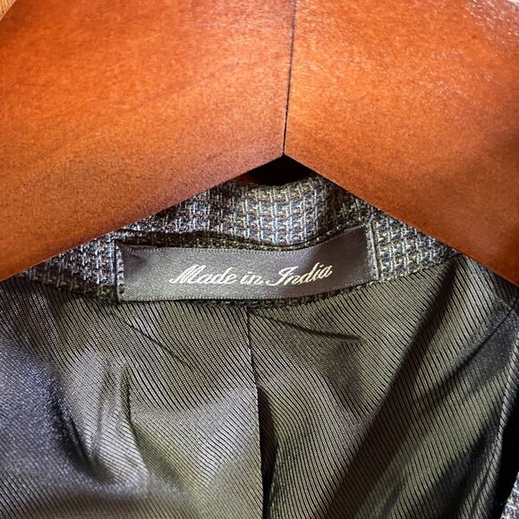 Oscar De La Renta Mens Blazer Jacket 38R Houndstooth Formal Gray Double Button - Picture 11 of 16